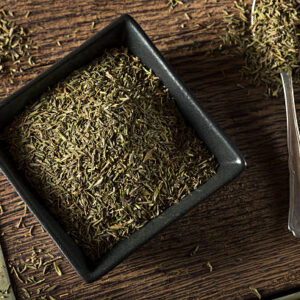 Raw organic dried thyme in a bowl